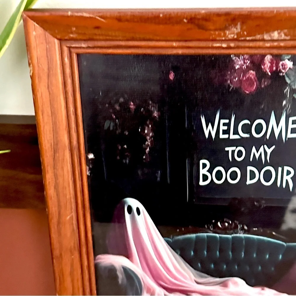 Welcome To My Boo Doir Bedroom Ghost Canvas Art Print Spooky Vtg Framed Gothic